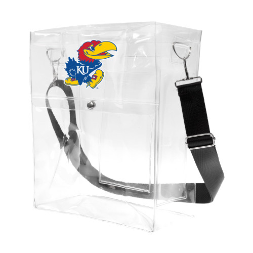 Littlearth Unisex-Adult NCAA Kansas Jayhawks Clear Ticket Satchel, Clear, 12" x 10" x 5"