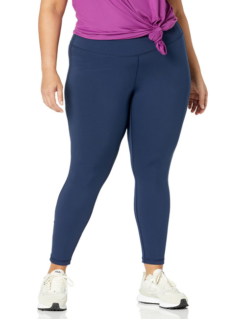Amazon Essentials Women's Active Sculpt Mid Rise Full Length Legging (Available in Plus Size), Navy, Large