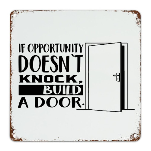 If Opportunity Doesn't Knock Build A Door Metal Tin Sign Wall Plaque Inspirational Quotes Religious Vintage Metal Sign Poster Bible Metal Tin Sign Laundry Room Office Decor Gift to Christian