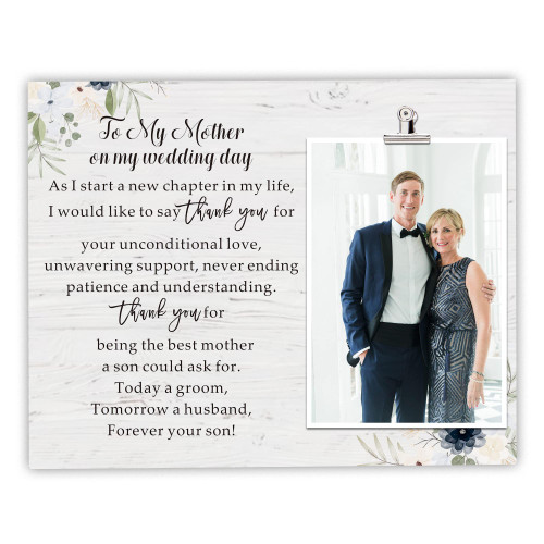 FDFHOME Mother of the Groom Gift - Forever Your Son Picture Frame, Appreciation Gift for Mom from Son, Mom Gifts for Mother at Wedding, Wedding Gift for Mother of Groom