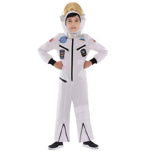 5th Lily Astronaut Costume with Helmet for Kids,Halloween Costume Jumpsuit for Boys Girls Pretend Role Play Dress Up,NASA Inspired Cosplay Space Suit for Kids-White-S