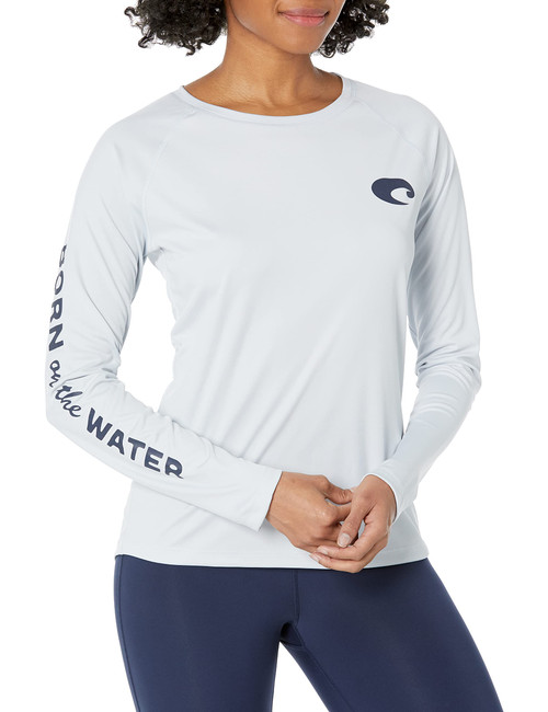 Costa Del Mar Women's Tech Array Performance Long Sleeve Crew Shirt, Pearl Grey, X-Large