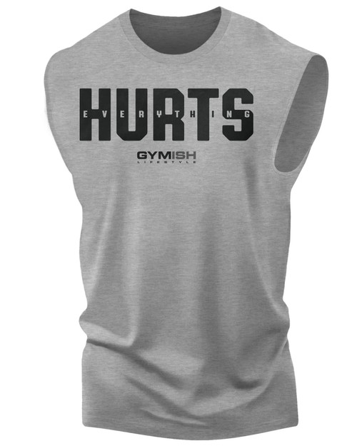 Gymish Everything Hurts Gym Workout Shirt Funny Sayings Lifting T-Shirt (MED, Tank Top)
