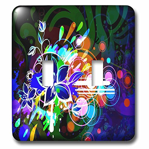 3dRose LSP_66093_2 Blue, Green, Purple Flower Burst Double Toggle Switch, Multicolor 3dRose LSP_66093_2 Blue, Green, Purple Flower Burst Double Toggle Switch, Multicolor