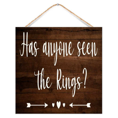 CustonCares Rustic Wood Wall Sign Has Anyone Seen The Rings Table Decor for Cottage Funny Retro Wood Plank Hanging Sign Bride And Groom Mr And Mrs Wedding Kitchen Wall Decor Sign Gift Laundry 12x12in CustonCares Rustic Wood Wall Sign Has Anyone Seen The Rings Table Decor for Cottage Funny Retro Wood Plank Hanging Sign Bride And Groom Mr And Mrs Wedding Kitchen Wall Decor Sign Gift Laundry 12x12in