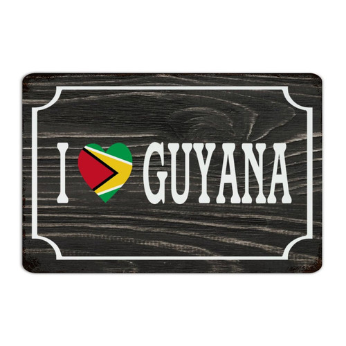 I Love Guyana 8x12 Inch Metal Tin Sign Vintage Dorm Laundry Lounge Home Decor Tin Signs State Flag Travel Sports Aluminum Metal Sign for Office
