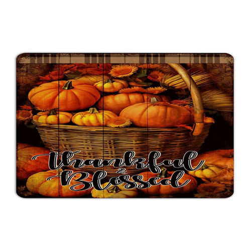 Retro Metal Tin Sign Thankful Blessed Home Decor Metal Plaque for Entryway Laundry Porch Watercolor Autumn Artwork Fall Art Poster Gift for Shop 8x12 Inch