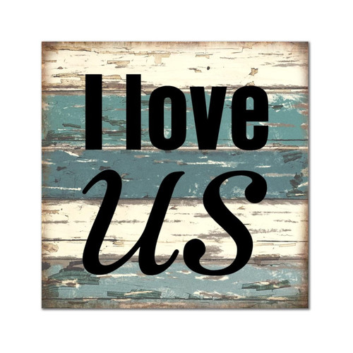 SILYHEART I Love Us Framed Wood Sign Wall Art Signs Farmhouse Lettering Saying Wall Decor Farmhouse Rustic Wooden for Home Laundry Room Kitchen Bedroom 12x12in