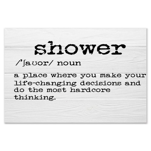 Farmhouse Primitive Decor Wood Sign Shower Noun Definition Antique Wall Art Wood Plaque Sign 12x8 Inch Concept Text Typography Wooden Hanging Signs Home Decor for Laundry Pantry
