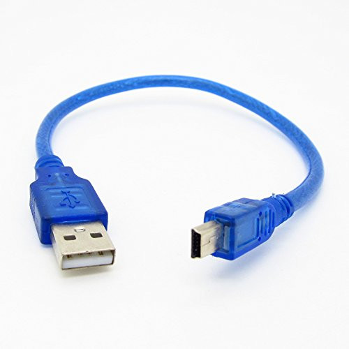 JIUWU Blue Short USB 2.0 A Male To Mini 5 Pin B Male Data Charging Cable 30cm