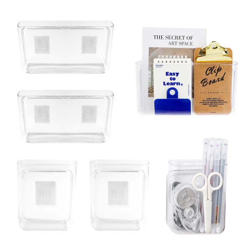 YEUIKERR 6 Pack Acrylic Wall Mount File Holder Plastic Clear Wall File Holder Folder, 2 Sizes Clear Single Pocket Wall File Organizer for Office Home, No Drill