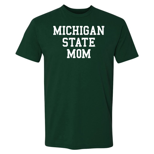AS13NL - Michigan State Spartans Basic Block Mom Premium Cotton T Shirt - Large - Forest