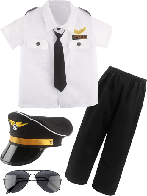 Children Pilot Costume Set Captain Uniform Dress Up for Kids Boys Halloween Cosplay Pretend Role Play Party Children Pilot Costume Set Captain Uniform Dress Up for Kids Boys Halloween Cosplay Pretend Role Play Party