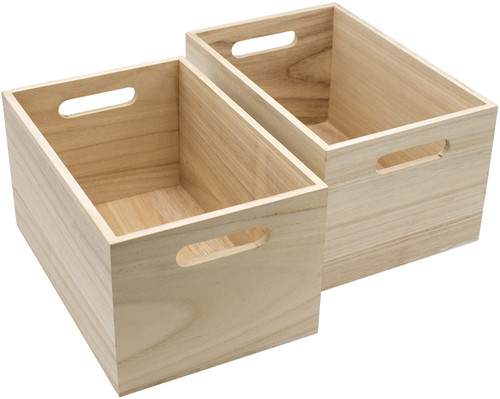 Sorbus Unfinished Wood Crates - Organizer Bins, Wooden Box for Pantry Organizer Storage, Closet, Arts & Crafts, Cabinet Organizers, Containers for Organizing (2 Pack)