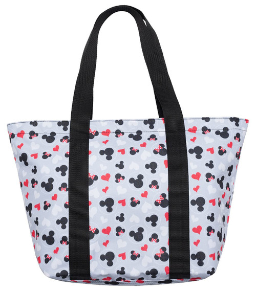Disney Tote Mickey & Minnie Mouse Icon Print Zipper Travel Bag (Grey)