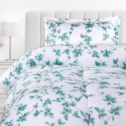Utopia Bedding Twin Comforter Set Kids (Leaves Mint) with 1 Pillow Sham - Bedding Comforter Sets - Down Alternative Comforter - Soft and Comfortable - Machine Washable
