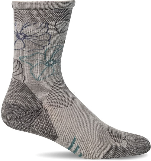 Sockwell Women's Petal Power Crew Moderate Compression Sock, Natural - M/L