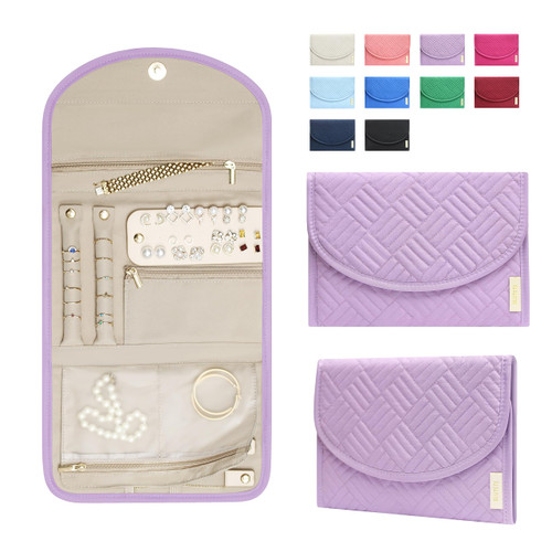 BLUTETE Jewelry Travel Foldable Bag | Organizer Roll Jewelry Case | Travel Jewelry Storage Case for Women | Rings Earrings Necklaces Bracelets Organizer (Lilac) BLUTETE Jewelry Travel Foldable Bag | Organizer Roll Jewelry Case | Travel Jewelry Storage Case for Women | Rings Earrings Necklaces Bracelets Organizer (Lilac)
