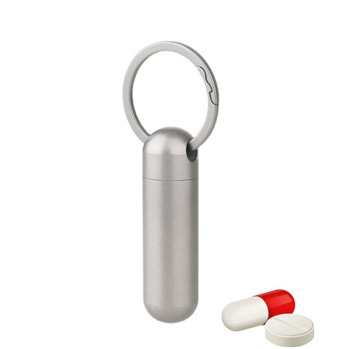 Pill Case Keychain Titanium, Portable Single Pill Holder, Small Airtight Pill Container Waterproof, EDC Pill Fob Outdoor Pill Box, BPA Free Travel Medicine Carrier for Purse Pocket Wallet