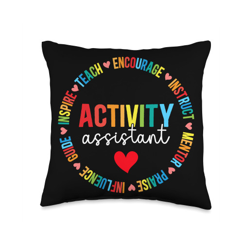 Activity Professional Week For Activity Assistant Appreciation Circle Activities Assistant Throw Pillow, 16x16, Multicolor