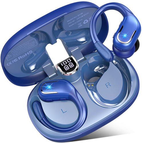 Wireless Earbud, 2023 Sport Wireless Bluetooth 5.3 Earbud with HiFi Stereo, 75H Wireless Headphones with Noise Cancelling Mic, IP7 Waterproof Bluetooth Earphones, LED Display, Button Control, Blue Wireless Earbud, 2023 Sport Wireless Bluetooth 5.3 Earbud with HiFi Stereo, 75H Wireless Headphones with Noise Cancelling Mic, IP7 Waterproof Bluetooth Earphones, LED Display, Button Control, Blue