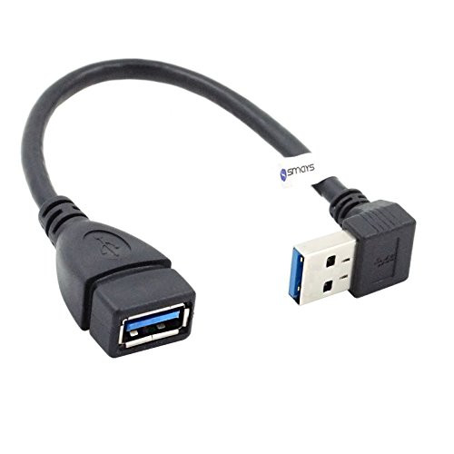 Smays Down Angle USB 3.0 Male to Female Data Sync and Charging Extension Cable (7-Inch = 18 Centimeters, Black)