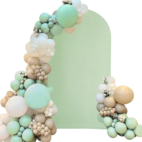 Spandex Fitted Wedding Arch Cover 7.2FT Sage Green Arch Backdrop Cover, Round Top Chiara Backdrop Stand Covers for Wedding Birthday Party Baby Shower Banquet Arch Decoration (Sage Green, 7.2FT)