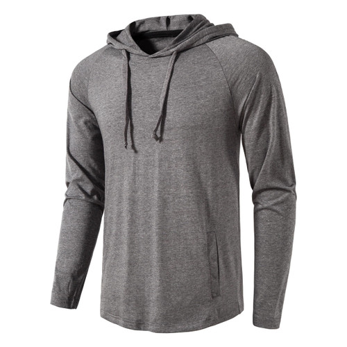MUSE FATH Mens Gym Sweatshirt Athletic Hoodie Long Sleeve Pullover Hooded Workout Sports Pocket T-shirt-Dark Grey-XL