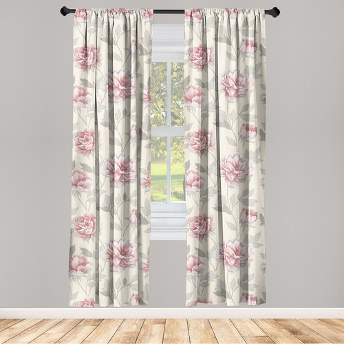 Ambesonne Flowers Vintage Curtains, Cottagecore Floral Boho Rose Pattern with Leaves Greenery Print, Window Treatments 2 Panel Set for Living Room Bedroom, Pair of - 28" x 63", Cream Pale Pink Blush Ambesonne Flowers Vintage Curtains, Cottagecore Floral Boho Rose Pattern with Leaves Greenery Print, Window Treatments 2 Panel Set for Living Room Bedroom, Pair of - 28" x 63", Cream Pale Pink Blush
