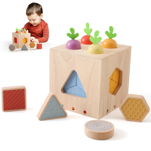 Montessori Toys for 1 Year Old Boy and Girl, Wooden Shape Sorter Toys for Toddlers 1-3, Carrots Harvest Game, Activity Sensory Cube with Shape Block, Toddlers Learning Toy for Christmas Birthday Gift Montessori Toys for 1 Year Old Boy and Girl, Wooden Shape Sorter Toys for Toddlers 1-3, Carrots Harvest Game, Activity Sensory Cube with Shape Block, Toddlers Learning Toy for Christmas Birthday Gift