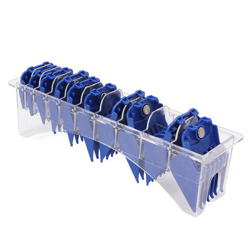Natudeco 10Pcs Hair Trimmers Combs Guides Hair Clipper Combs Guides Professional Guide Comb Attachment for Barber, Blue, Compatible with Most Clipper