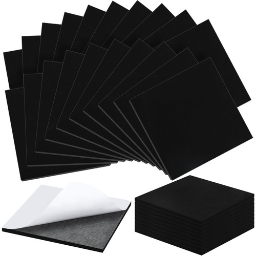 Sacubee 24 Pcs Black Adhesive Foam Padding Closed Cell Foam Sheet Self Stick Foam Mat Neoprene Rubber Pad Self Stick Anti-Slip Adhesive Anti Vibration Foam Pads(6 x 6 x 1/4 Inch)