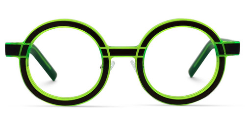 VOOGLAM Black/Green Round Frame Clear Lens Glasses for Women, Fashion Fake Glasses Non Prescription Eyeglasses