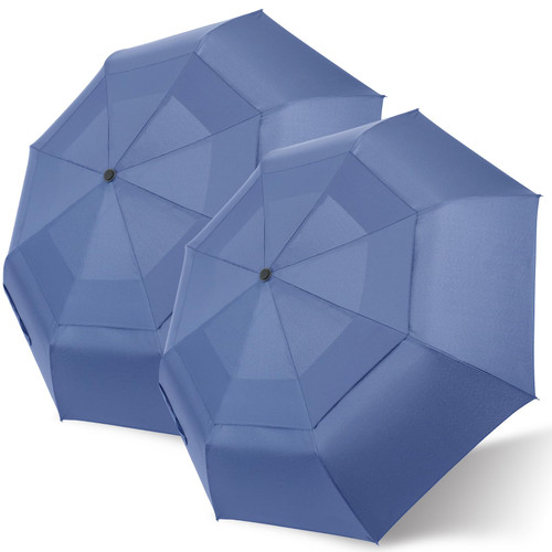LFLFWY 2 Pack Double Layer Windproof Umbrella - Compact Travel Umbrella Automatic Open and Close, Lightweight Car Umbrella for Men and Women