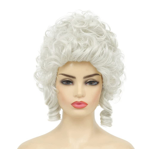 Dai Cloud White Marie Antoinette Wig Natural Looking Short Curly Victorian Wigs for Women 18th Century Cosplay Halloween Party Daily Costume Wig(White) Dai Cloud White Marie Antoinette Wig Natural Looking Short Curly Victorian Wigs for Women 18th Century Cosplay Halloween Party Daily Costume Wig(White)