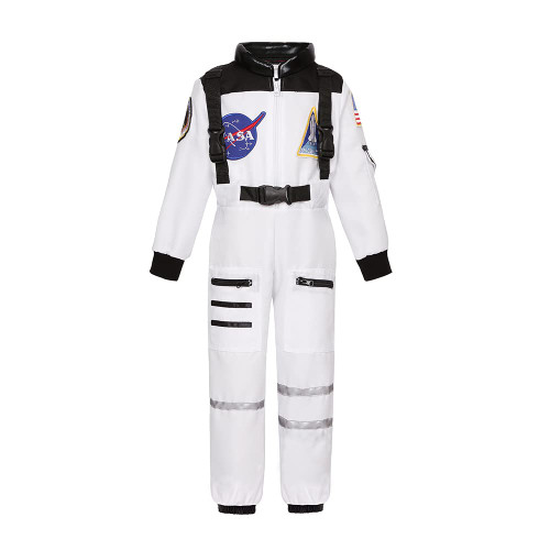Dormstop Kids Astronaut Costume NASA Space Jumpsuit for Boys Girls Space Pretend Dress up White (3-4 Years)