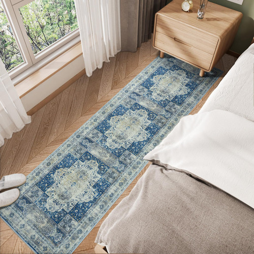 2x6 Runner Rug -2x6 Hallway Washable Rugs Runner Kitchen Runner Rug No Pile Non-Slip Print Runner Carpet for Entryway Bedroom Laundry