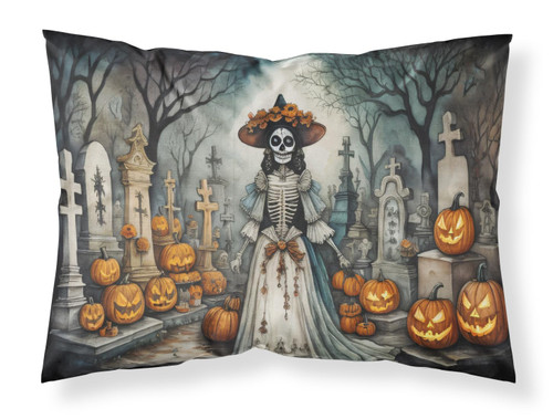 Caroline's Treasures DAC2250PILLOWCASE La Catrina Skeleton Spooky Halloween Fabric Standard Pillowcase Lightweight Super Soft Easy Care Decorative Artwork Pillowcase, Standard