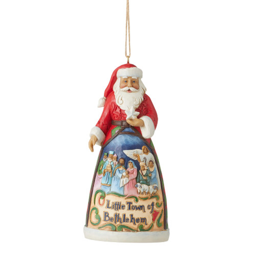 Enesco Jim Shore Heartwood Creek Santa Little Town of Bethlehem Hanging Ornament, 4.53 Inch, Multicolor