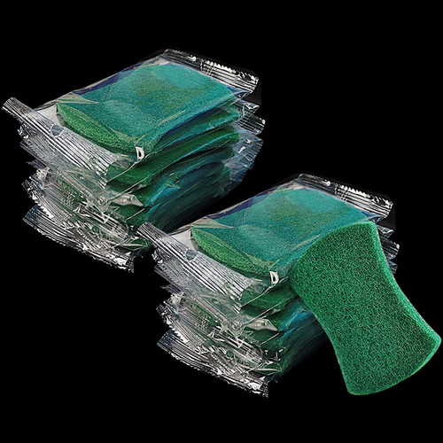 Kheoxusa Scouring Pad,50 Pack Scour Pads,Heavy Duty Scour Pads,Individually Wrapped Sponges,Sponge Individually Wrapped for Home Kitchen Scrub Dish Dishwashing Cleaning Non Scratch Scrubber Bulk-Waist