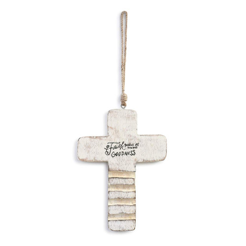 DEMDACO Faith Goodness White Washed 8 x 6 Mango Wood Collectible Cross Figurine DEMDACO Faith Goodness White Washed 8 x 6 Mango Wood Collectible Cross Figurine