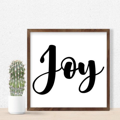 Personalized Wood Framed Sign Joy Wall Art Decorative for Front Door Inspirational Quotes Wooden Sign Laundry Wall Decor Sign Gift 7x7in