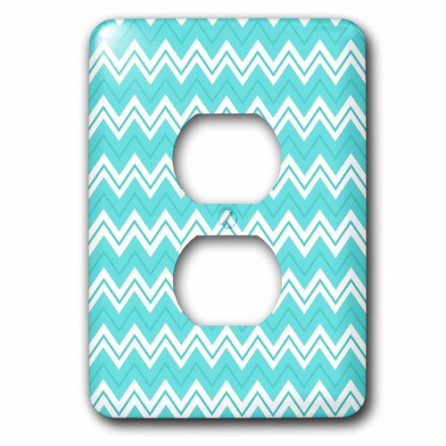 3dRose lsp_195250_6 Teal Blue Chevron Zigzag Pattern - 2 Plug Outlet Cover