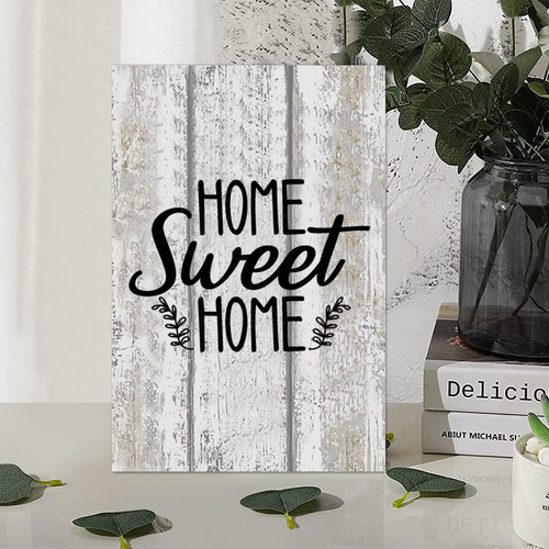 Vintage Rustic Chic Style 8x12in Wood Sign Family Quotes Home Sweet Home Wooden Wall Art Plaque for Farmhouse Porch Living Room Garden Yard Kitchen Coffee Bar Laundry Room Decor