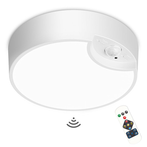 Battery Powered Motion Sensor Ceiling Light with Remote Wireless Ceiling Light Battery Operated Closet Lights Motion Sensored Battery Ceiling Light for Closets Shower Stair Shed Pantry Hallway Porch