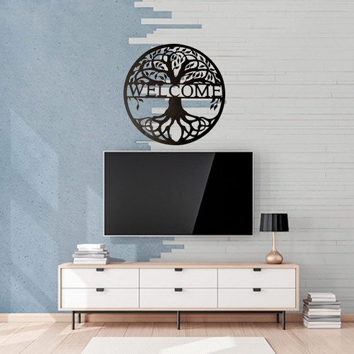 HAO Metal Welcome Sign Wall Decor,Tree of Life Wall Decor,Tree of Life Wall Art,15" Wall Sculpture Art Rustic Decorations for Living Room,Bedroom,Indoor Outdoor