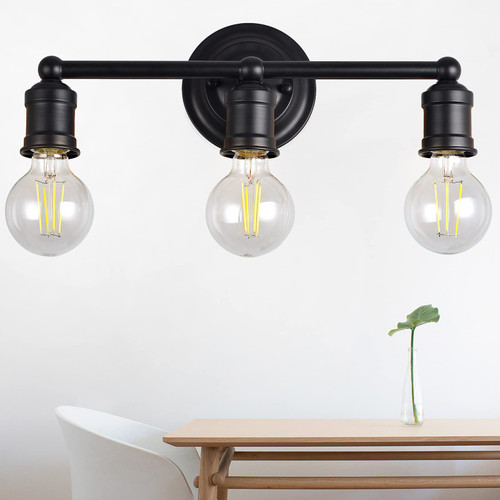 AKASUKI Bathroom Vanity Light Fixture, 3-Light Wall Sconce Lighting Fixture, Industrial Bathroom Vanity Wall Lights with E26 Base, Vintage Metal Indoor Wall Lamp for Mirror, Black AKASUKI Bathroom Vanity Light Fixture, 3-Light Wall Sconce Lighting Fixture, Industrial Bathroom Vanity Wall Lights with E26 Base, Vintage Metal Indoor Wall Lamp for Mirror, Black