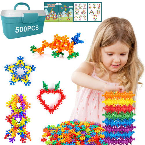 iselyn 500 Piecs Building Toys for Toddler Kids STEM Toys Educational Building Blocks Creativity Toy Sets for Preschool Kids Boys Girls Aged 3+