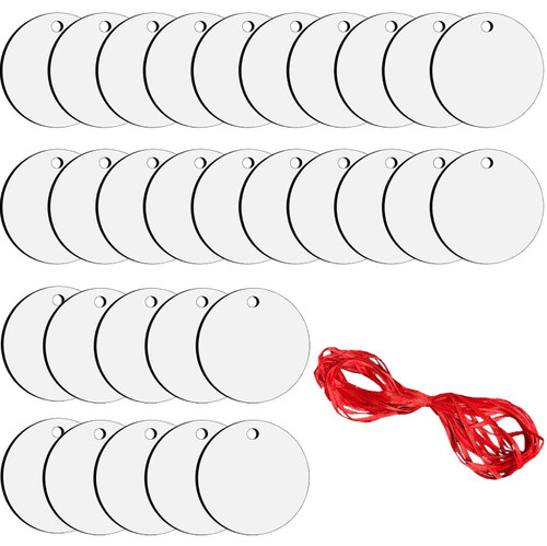 Sublimation Blank Pendants, Wood Personalized Sublimation Pendant Blank Bulk Halloween Christmas Ornaments Discs Supplies for DIY Decor (50 Pieces)
