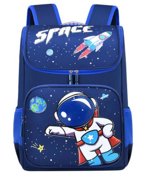 QWZY Kid Toddler Boys Backpack Waterproof Cartoon Space-man Child Snack School Bag Kindergarten Backpack (Blue)